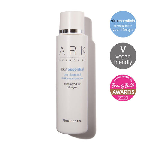 Bottle of ARK Skincare's vegan friendly pre cleanse and make-up remover. Ideal first step in the double cleanse routine