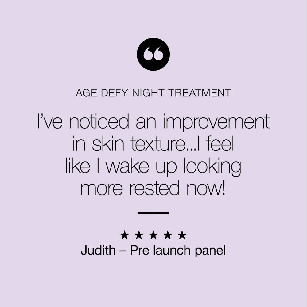 Customer review for ARK's Defy Night: "I've noticed an improvement in skin texture. I wake up looking more rested now!"
