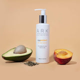 Bottle of ARK's skin clearing cleanser for teens and 20s, with key ingredients - avocado, peach lipids & white tea 