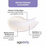ARK Skincare's Age Defy Brightening Cleanser cream texture effectively removes impurities. Formulated for 50 plus skin.