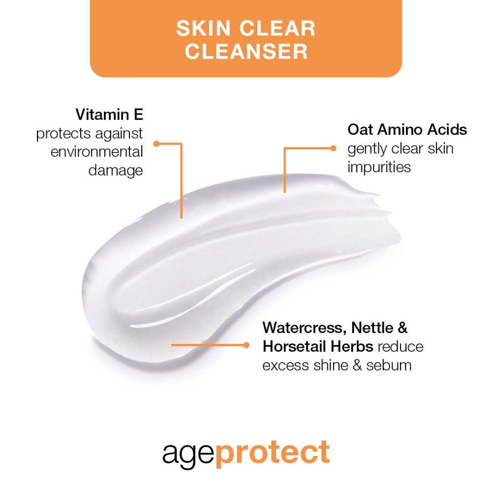 Age Protect Cleanser has a gel texture which helps teens & 20s to clear their complexion. 100% Vegan & cruelty free